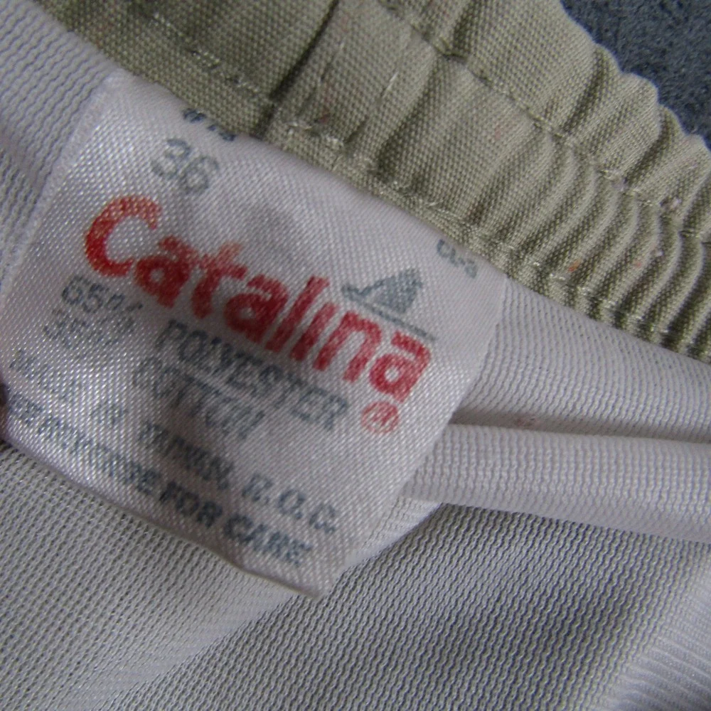Catalina Swim Trunks Mens 36 Tan Vintage Retro Zip Pocket Board Shorts